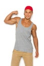 Confident Man Flexing Biceps Royalty Free Stock Photo