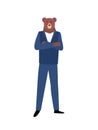 Confident Man with Head of Bear in Suit Isolated Royalty Free Stock Photo