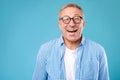 Portrait of happy mature man in glasses posing at studio Royalty Free Stock Photo