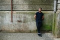 Confident man posing in selvedge jeans Royalty Free Stock Photo