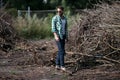 Confident man posing in selvedge jeans Royalty Free Stock Photo