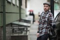 Confident man posing in selvedge jeans Royalty Free Stock Photo