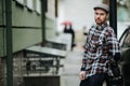 Confident man posing in selvedge jeans