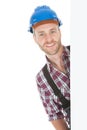 Confident Manual Worker Holding Billboard Royalty Free Stock Photo