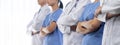 Confident medical staff team in panoramic banner. Neoteric