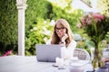 Confident middle aged woman working from home Royalty Free Stock Photo