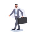 Confident Middle Eastern EntrepreneurÃ Â¸Â¡ Arab Businessman Walking with Suitcase Royalty Free Stock Photo