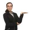 Confident Mixed Race Businesswoman Gesture to Side Royalty Free Stock Photo