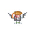 Confident mug love Cowboy cartoon character holding guns