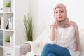 Confident muslim business woman face to camera