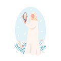 Confident muslim girl flat color vector faceless character