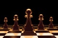 Confident Pawns Leadership. Chess Pawn concept, Group of Pawn Piece Standing in front view Royalty Free Stock Photo