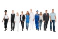 Confident People With Various Occupations Walking In Row Royalty Free Stock Photo