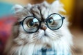 Confident Persian Cat With Fashionable Glasses Shows Playful Charm In Vivid Setting