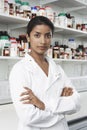 Confident Pharmacist In Pharmacy Royalty Free Stock Photo