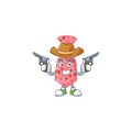 Confident pink love tie Cowboy cartoon character holding guns