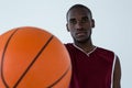 Confident player holding basketball Royalty Free Stock Photo