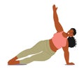 Confident Plus-size Woman Gracefully Practicing Yoga Stand on One Hand. Overweight Black Female Character