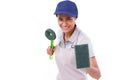 Confident, professional female cleaner ready for duty Royalty Free Stock Photo