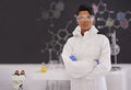 A confident researcher. A portrait of a beautiful young scientist standing proudly in her laboratory. Royalty Free Stock Photo