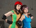 Confident Roller Derby Skating Partners