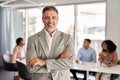 Confident senior Indian business man leader standing at office meeting. Portrait Royalty Free Stock Photo