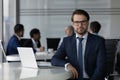 Confident serious business leader man in glasses corporate portrait Royalty Free Stock Photo