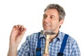 Confident service hammering in Royalty Free Stock Photo