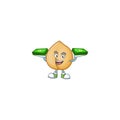 Confident smiley chickpeas character with money on hand