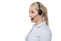 Confident smiling female customer support staff Royalty Free Stock Photo
