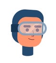 Confident smiling male scuba diver with head gear semi flat vector character head