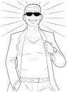 Confident Smiling Man Blazer Sunglasses