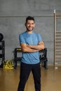 Confident Smiling sportsman looking at camera in fitness center club. Royalty Free Stock Photo