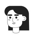 Confident smiling woman monochromatic flat vector character head