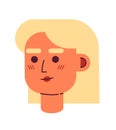 Confident smiling woman with thick eyebrows semi flat vector character head