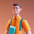 The confident student, standing tall and proud with a self-assured smile digital character avatar AI generation