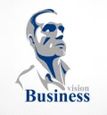 Confident successful businessman handsome man business person vector logo