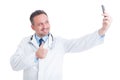 Confident and successful doctor or medic taking a selfie Royalty Free Stock Photo