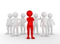 Confident team leader concept. Toon man with his army of people. Royalty Free Stock Photo