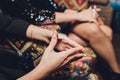 Confident with their choice. Part of young women with perfect legs keeping their legs crossed at knee while sitting on Royalty Free Stock Photo