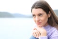 Woman relaxing and contemplating nature