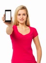 Confident Woman Showing Smart Phone Royalty Free Stock Photo