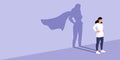 Confident woman with superhero shadow Royalty Free Stock Photo