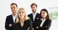 Confident work team people, businesspeople posing for collective picture in company Royalty Free Stock Photo