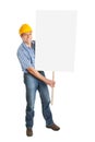 Confident worker presenting empty board Royalty Free Stock Photo