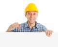 Confident worker presenting empty board Royalty Free Stock Photo