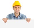 Confident worker presenting empty board Royalty Free Stock Photo