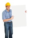 Confident worker presenting empty board Royalty Free Stock Photo
