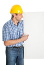 Confident worker presenting empty board Royalty Free Stock Photo
