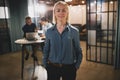 Confident young businesswoman standing in an office